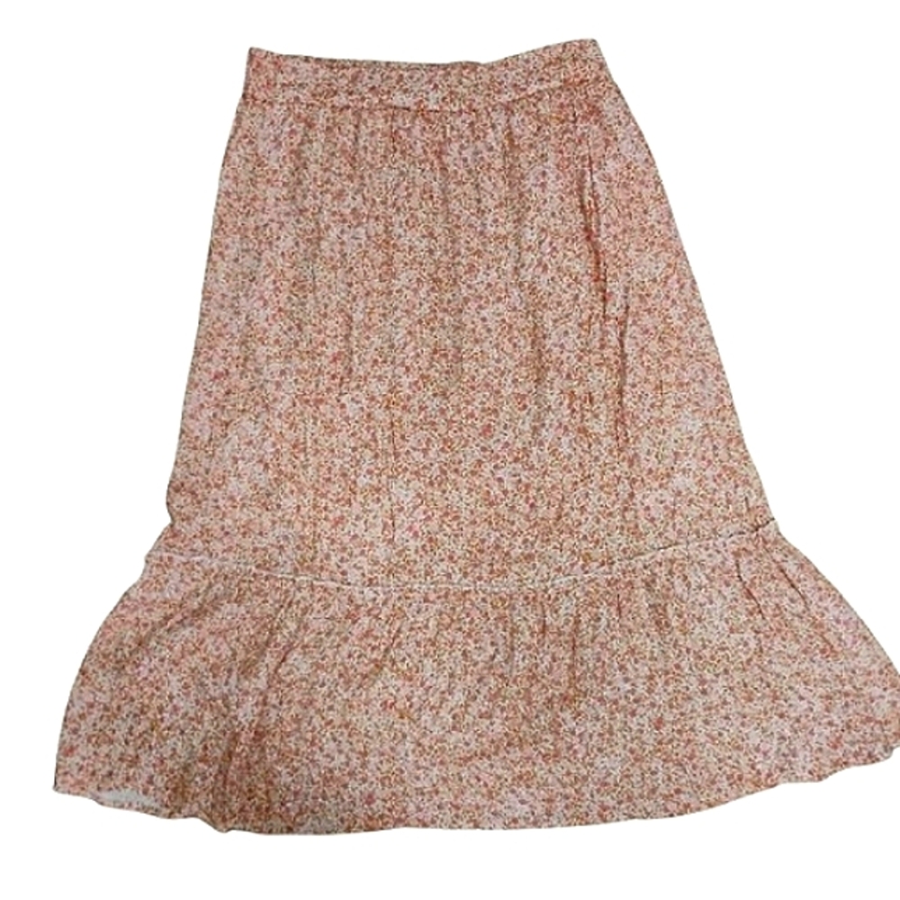 Floral Pink White Boho Wildflowers Skirt XXL Prairie Cottagecore Modest - Picture 3 of 10